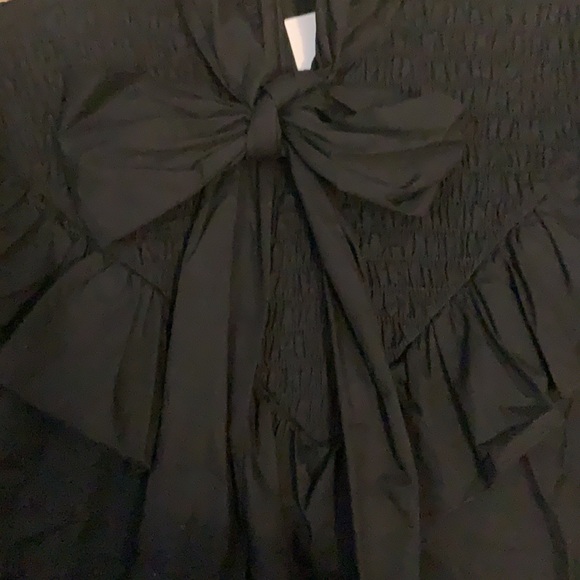 Zara Tie Smocked Black Blouse with Ruffle Size S BNWT - Picture 2 of 4